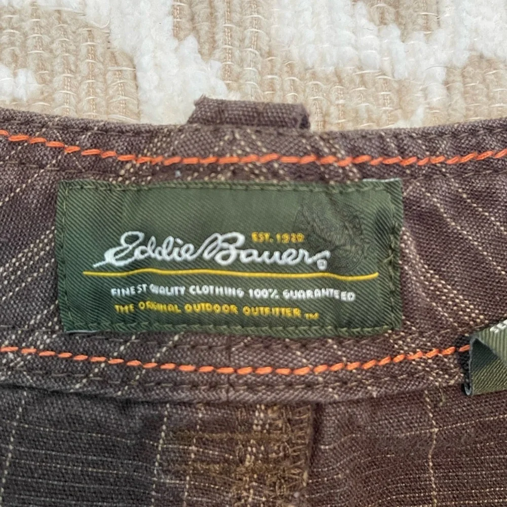 Eddie Bauer Cargo Shorts Men's Size 40 Brown Plaid Outdoor Utility Shorts